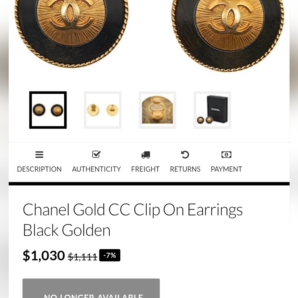 CHANEL Vintage Gold Sunburst CC Logo & Wood Clip Y2K Earrings CHANEL 93A France - Picture 7 of 17